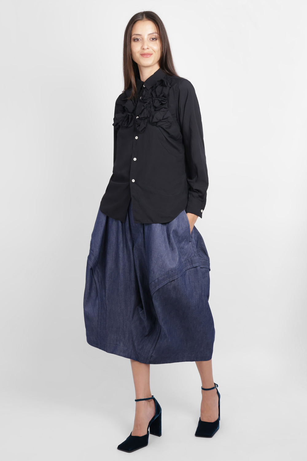 COMME DES GARCONS RTW Scrunch Detail L\S Shirt | Black