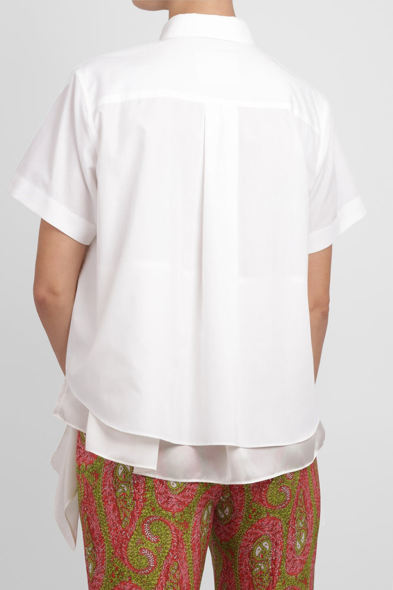 SACAI RTW S/S Shirt With Drape Panel Detail | Off White