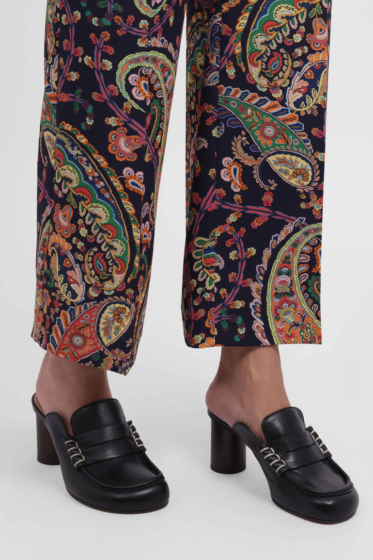 ETRO RTW Paisley Print Straight Leg Pant | Navy/Multi