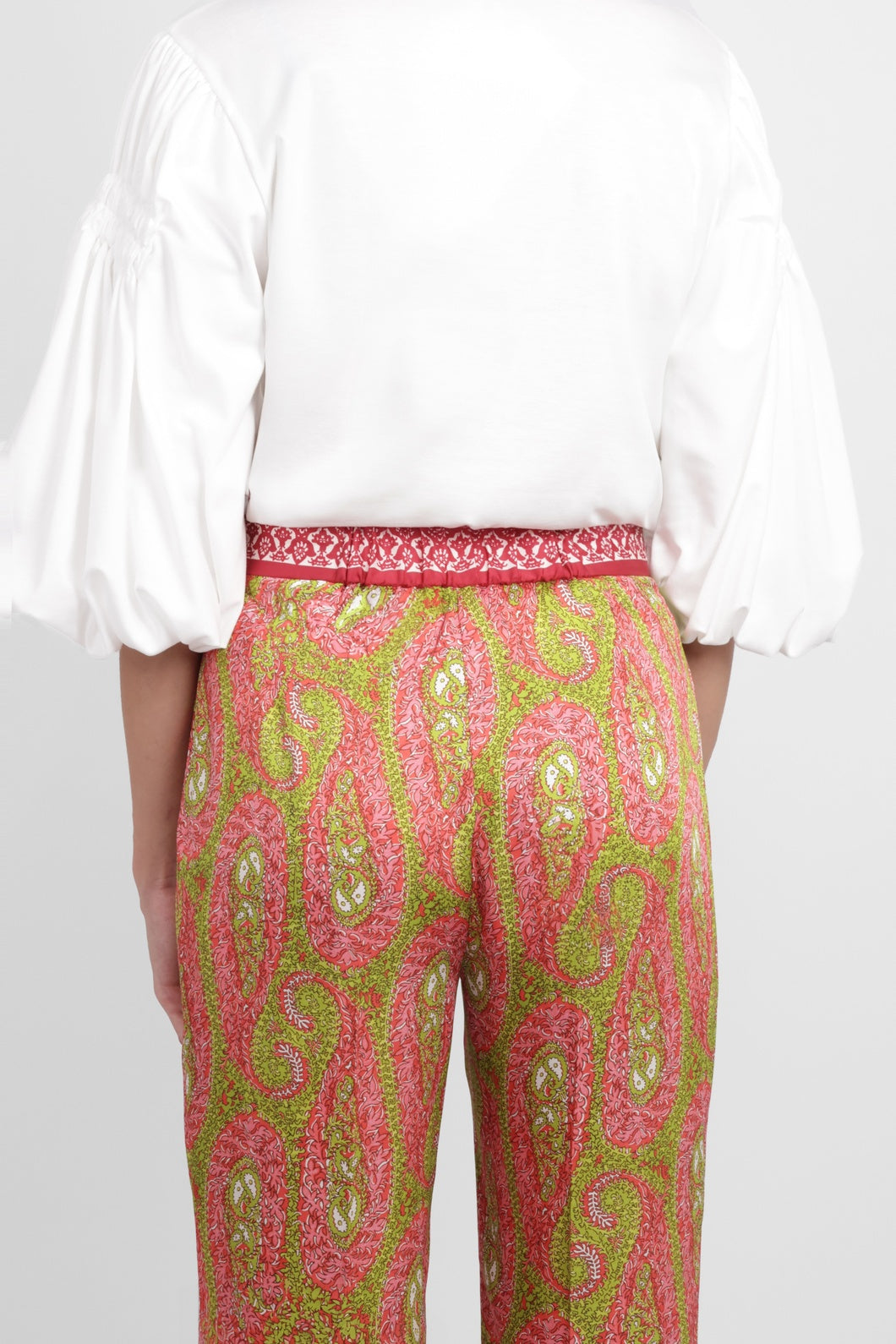 ETRO RTW Paisley Print Straight Leg Pant | Green/Pink