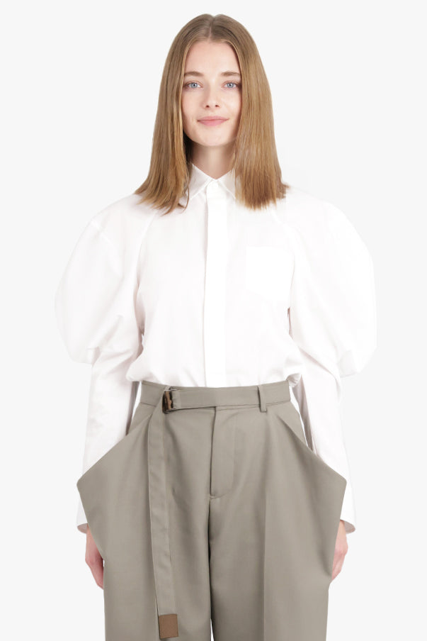 SACAI RTW L/S Shirt with Balloon Sleeve Detail | Off White