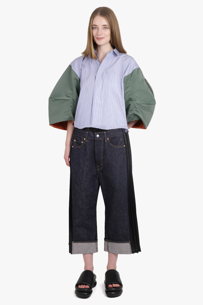 JUNYA WATANABE RTW Contrast Levi Denim x Pleat Panel Crop Pant | Black