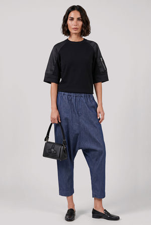 Contrast Sleeve Top | Black