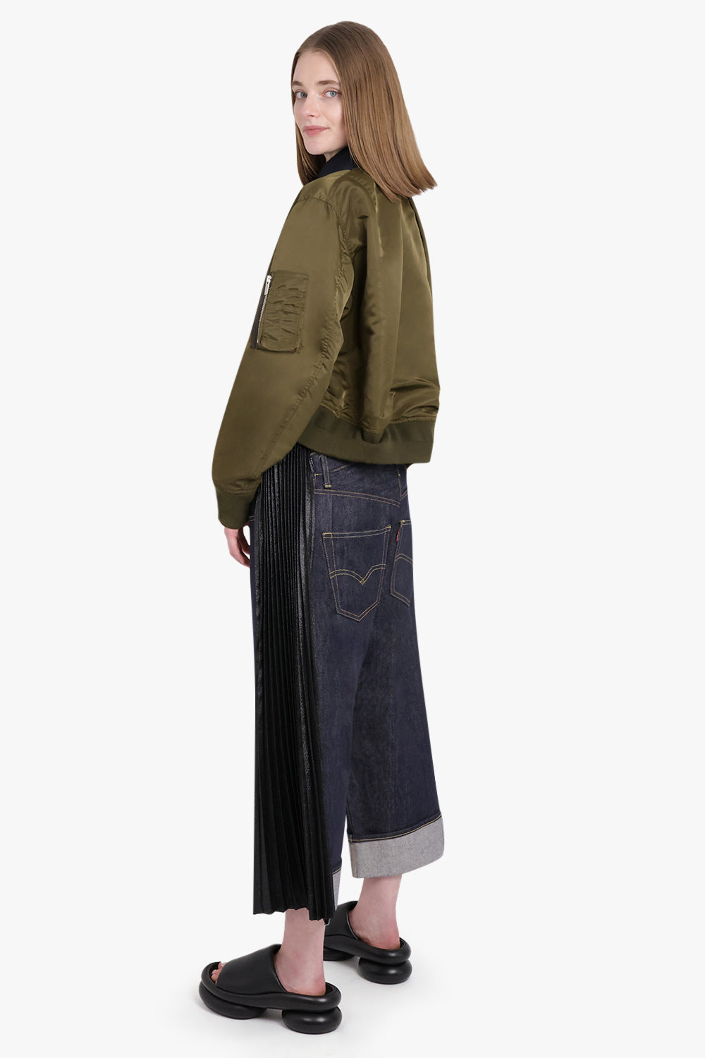 Cotton Gabardine Mix Blouson | Navy/Olive – Parlour X