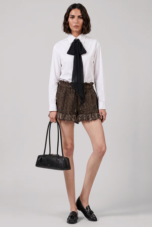 Scarf Detail Shirt | White/Black