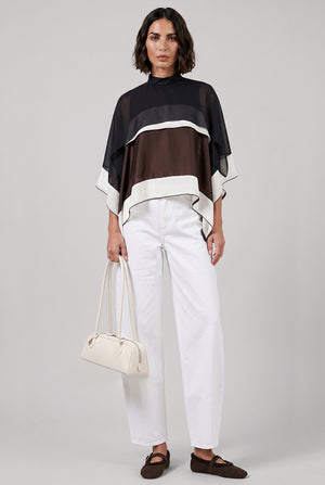 Layer Scarf Top | Brown/Ecru/Navy