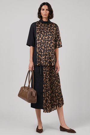 Leopard Print X Suit Blouse | Black/Beige