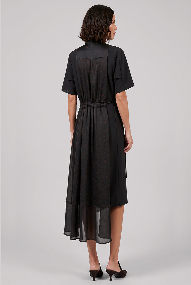 SACAI Dresses Leopard Print X Suit Midi Dress | Black/Khaki