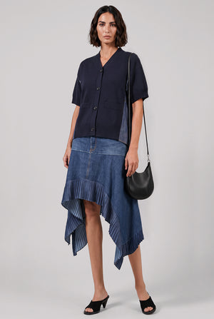 S/S Denim X Knit Cardigan | Navy/Blue