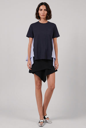 S/S T-Shirt With Side Shirting Panel | Navy/Blue