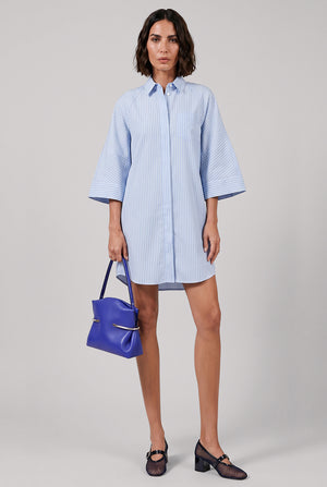 SACAI Dresses Stripe Bell Cuff Shirt Dress | Light Blue