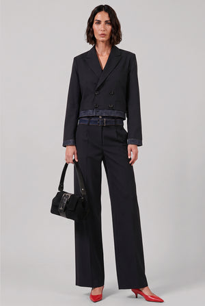 Suiting X Denim Wide Leg Pant | Black/Indigo