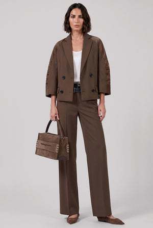 SACAI RTW Suiting X Twill Oversize Double Breast Jacket | Brown