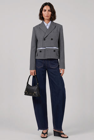 Suit X Shirt Crop Layer Jacket | Grey/Off White