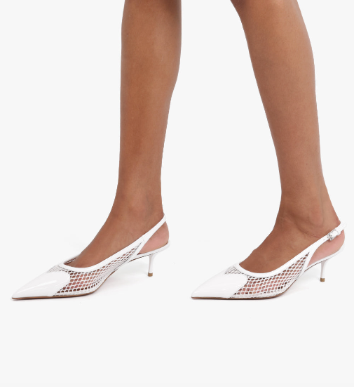 ALAIA SHOES FISHNET SLINGBACKS 55MM | BLANC OPTIQUE