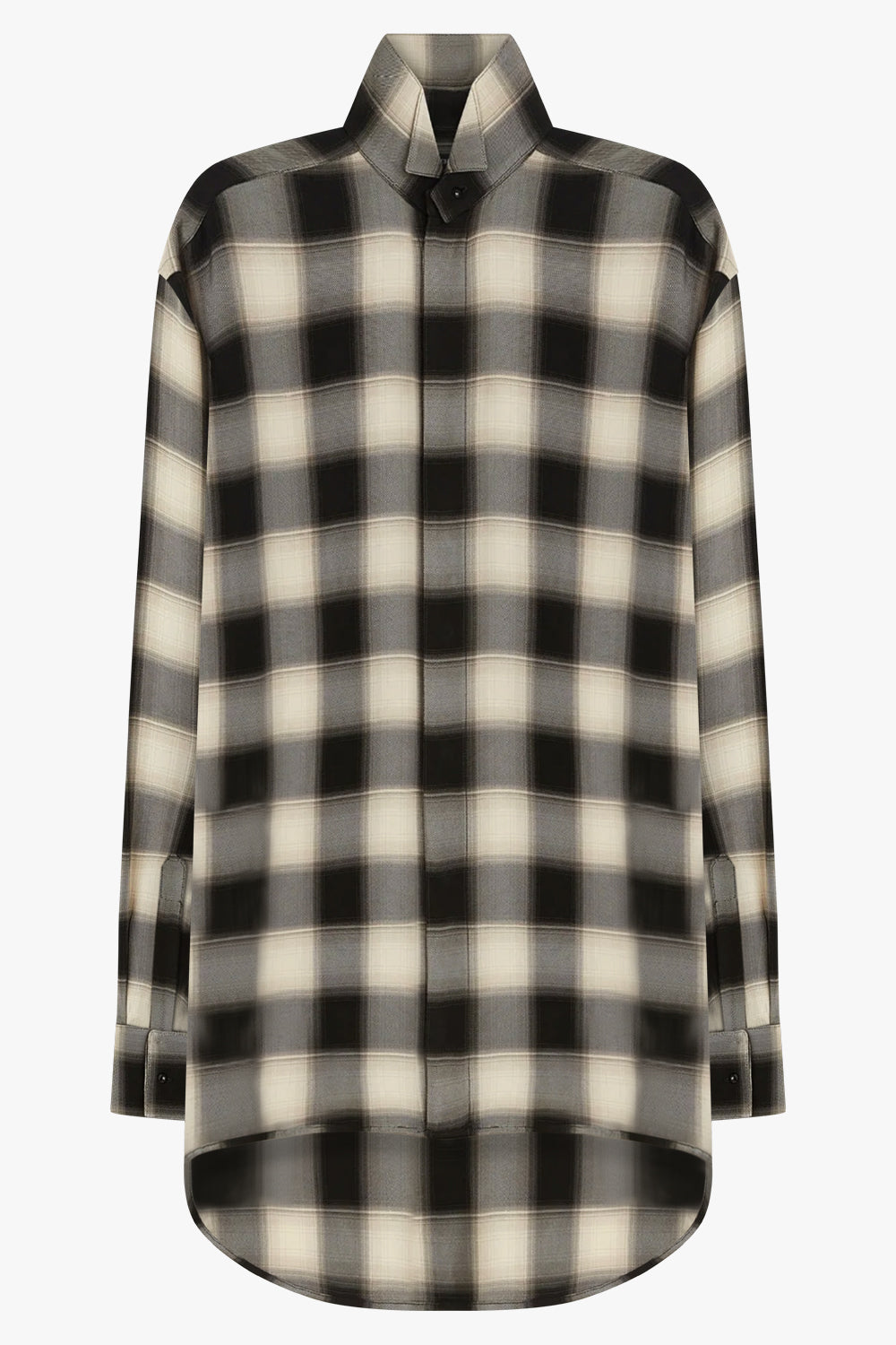 PHOEBE PHILO RTW Removable Collar Check Tuxedo Shirt | Black/Cream