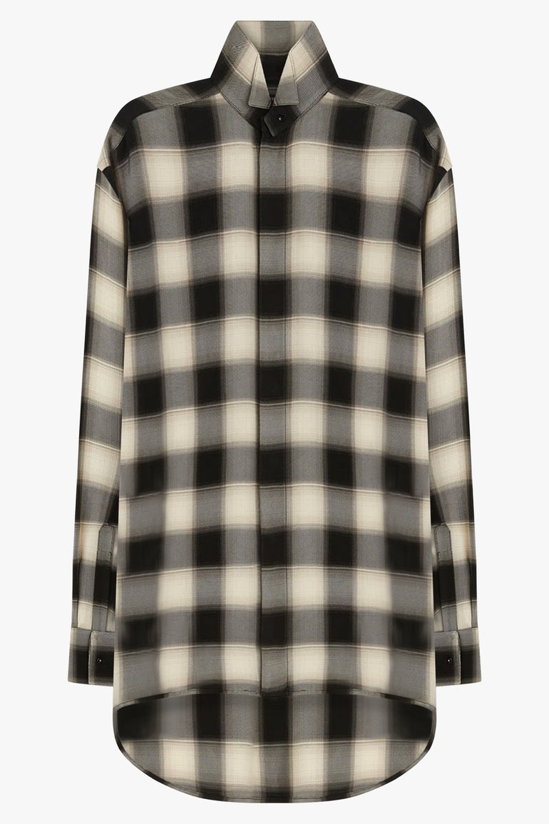 PHOEBE PHILO RTW Removable Collar Check Tuxedo Shirt | Black/Cream
