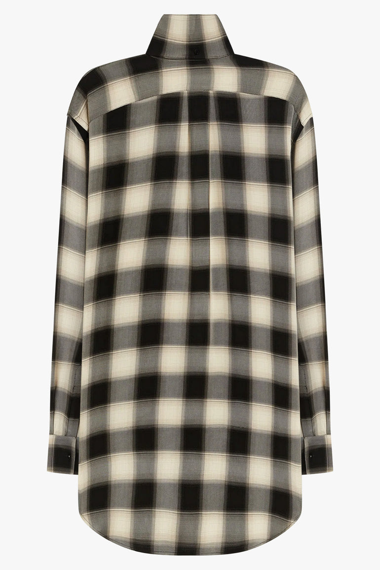 PHOEBE PHILO RTW Removable Collar Check Tuxedo Shirt | Black/Cream