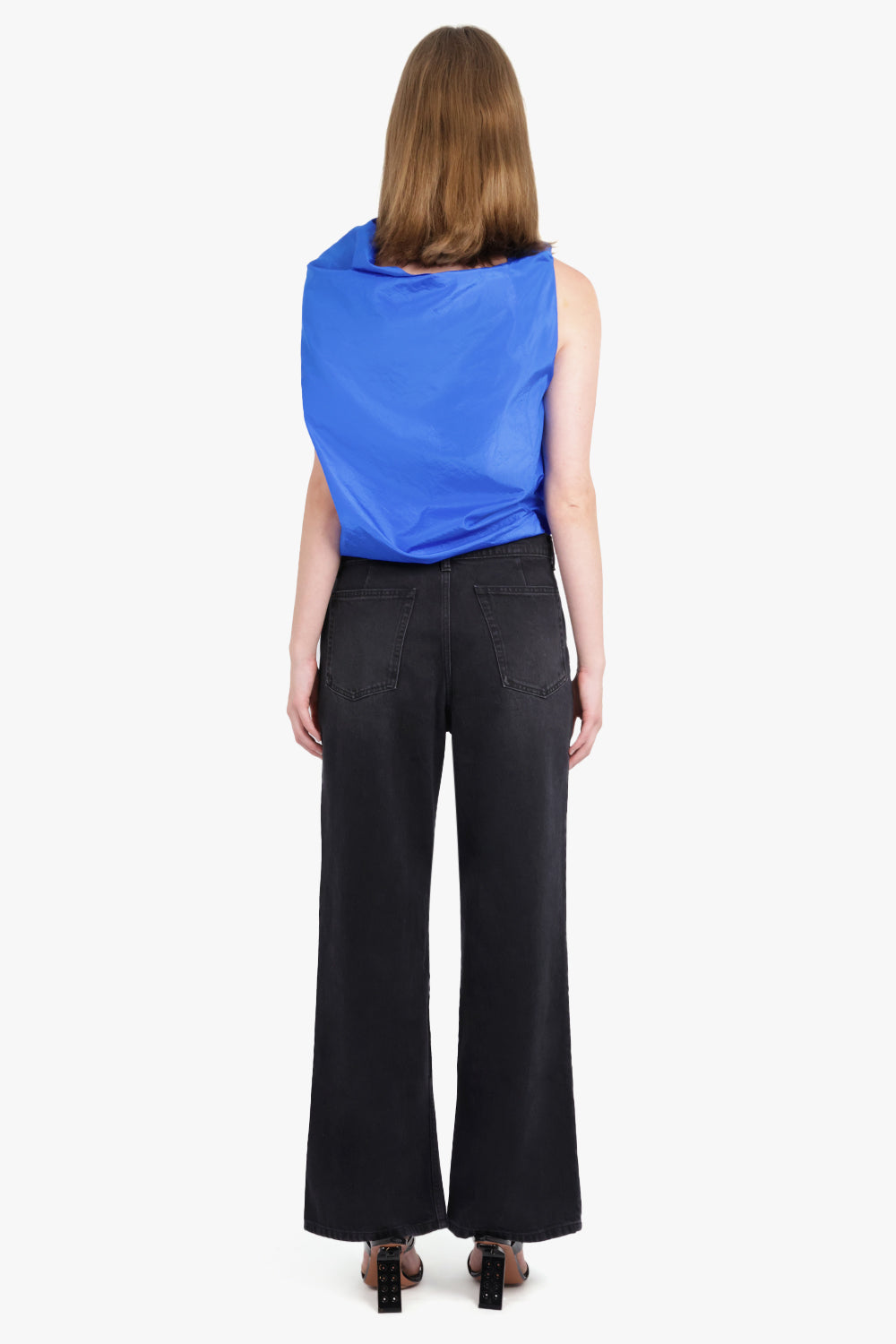 THE ROW RTW Aria Asymmetric Shoulder Detail Sleeveless Top | Blue