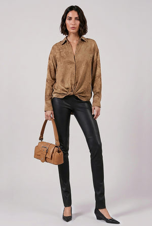Long Leather Leggings | Black