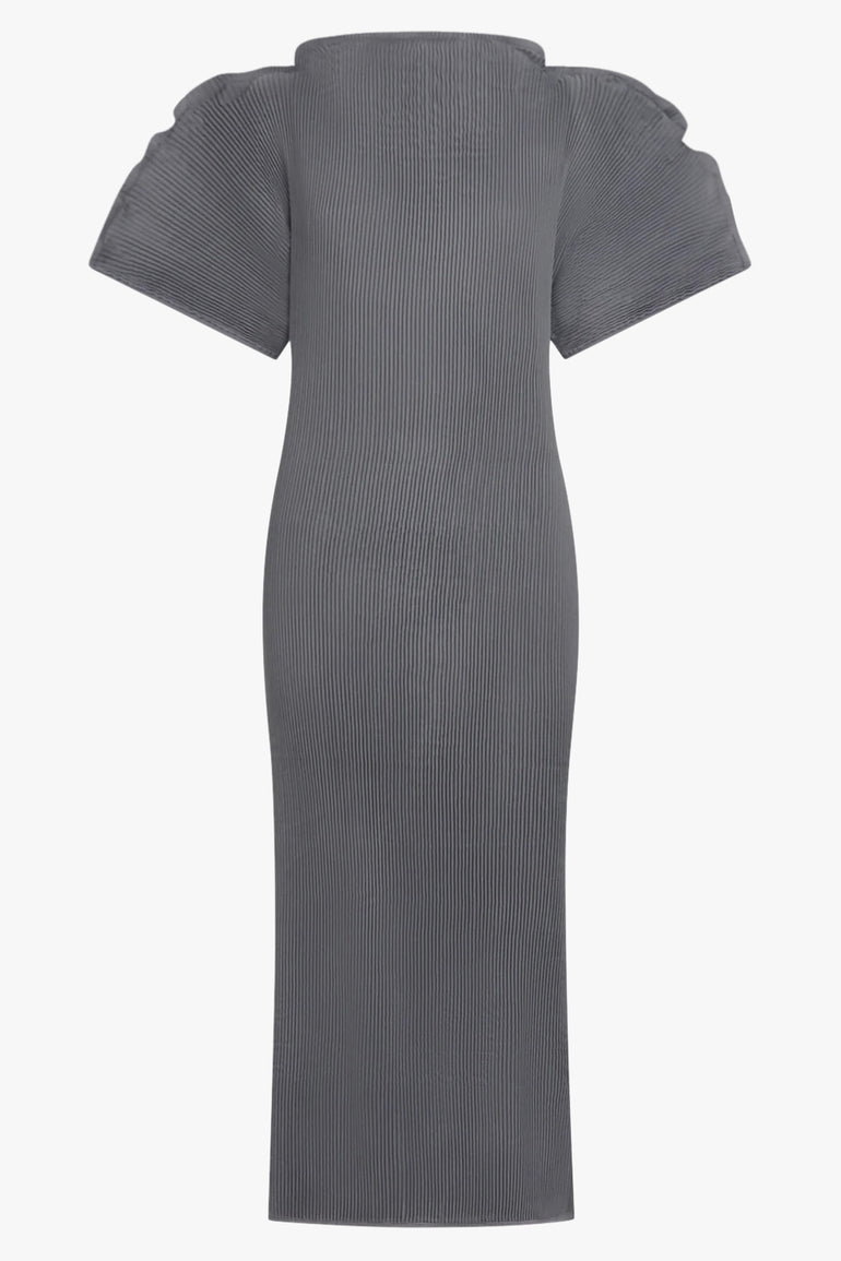 MELITTA BAUMEISTER RTW Zigzag Ripple Sleeve Midi Dress | Cold Grey