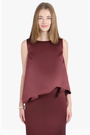 VIKTOR & ROLF RTW Deconstructed Hem S/Less Top | Burgundy