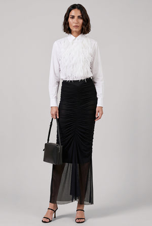 Feather Tuxedo Plastron Shirt | White