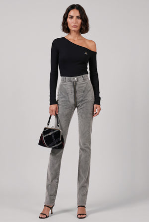 Ant Zip Front Denim Jean | Grey