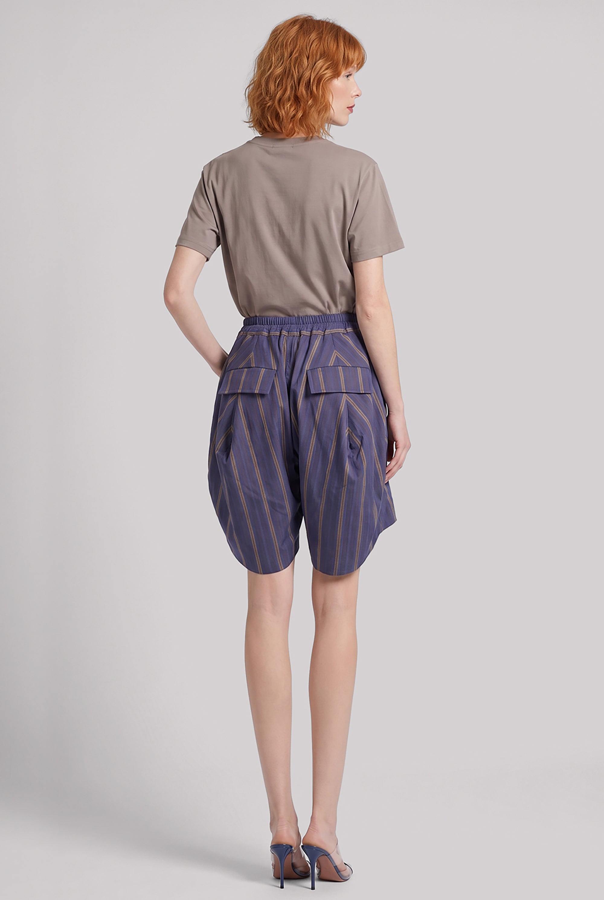 Balloon Stripe Print Shorts | Dusk Blue/Mustard – Parlour X