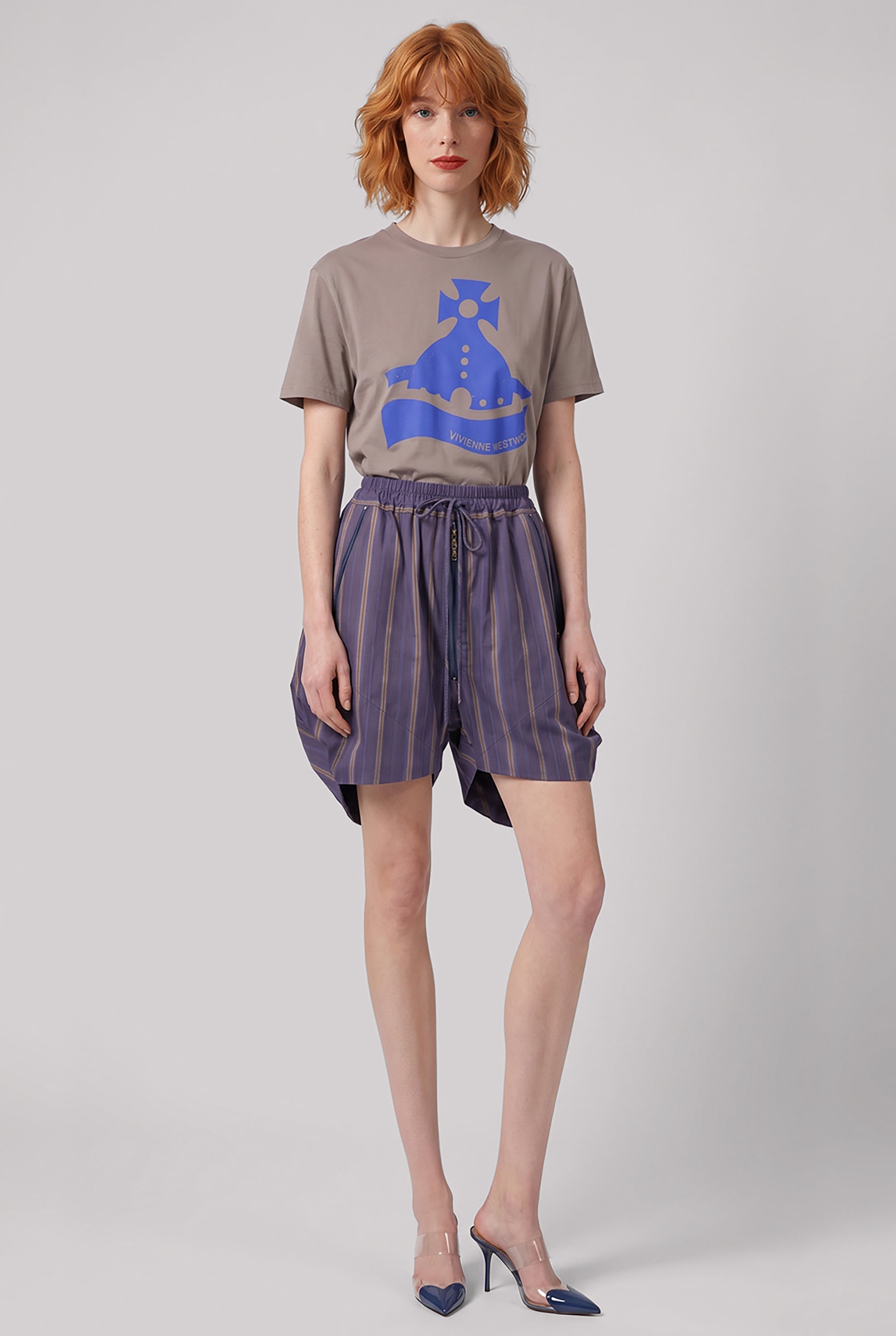 Balloon Stripe Print Shorts | Dusk Blue/Mustard – Parlour X