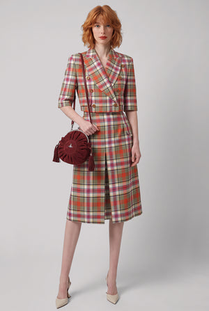 Waistcoat Tartan Midi Skirt | Multi