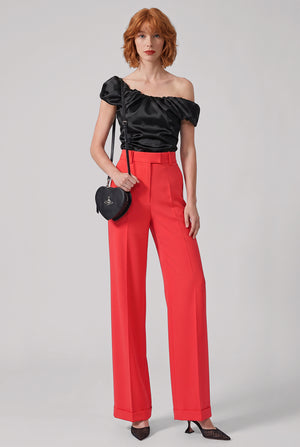 Ray Wide Leg Tailored Pant | Red