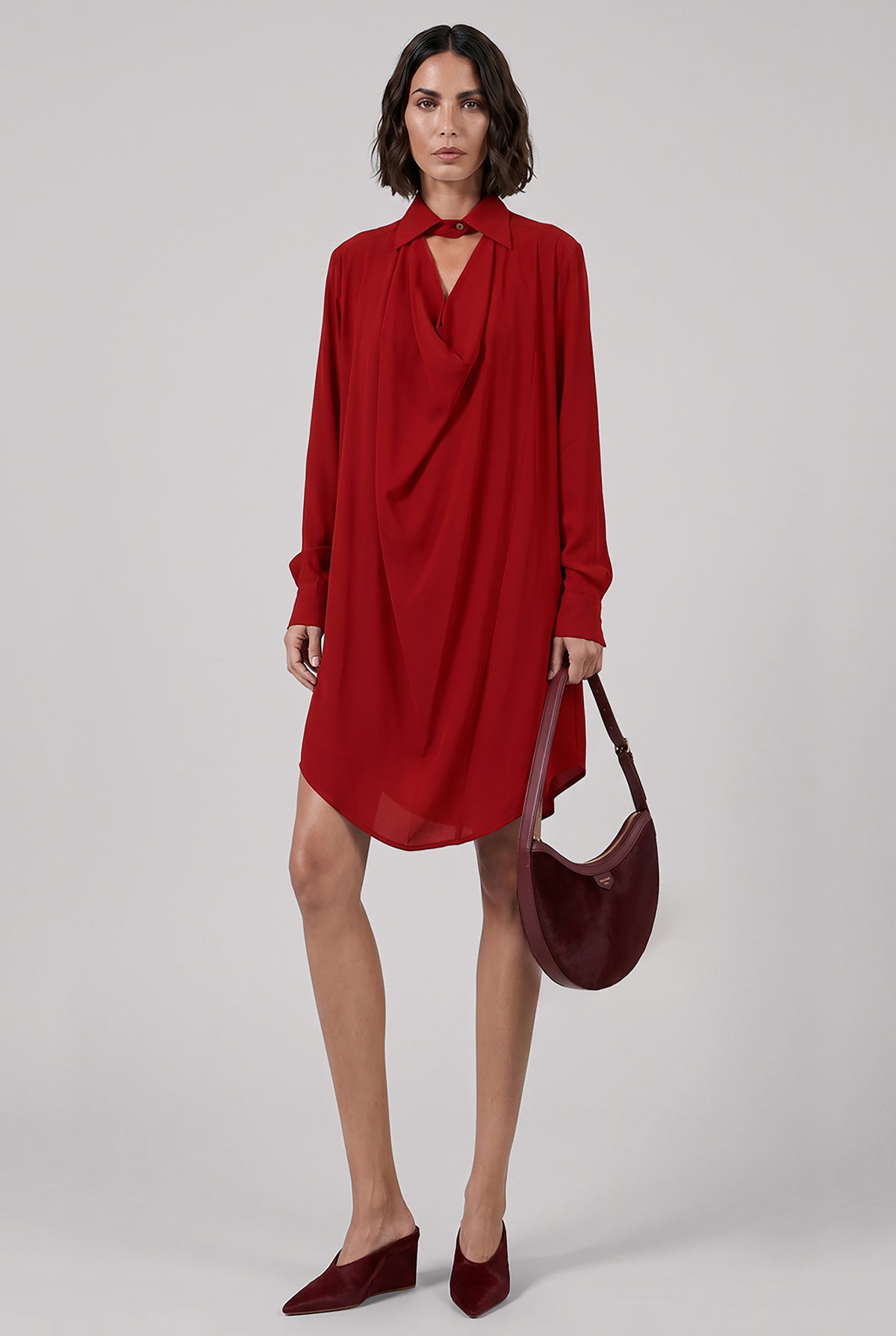 VIVIENNE WESTWOOD RTW Square Drape Dress | Garnet Red