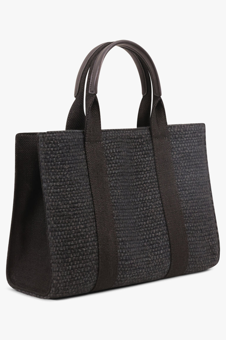 THE ROW BAGS BLACK / Black Mini Georgia Canvas Handbag | Black