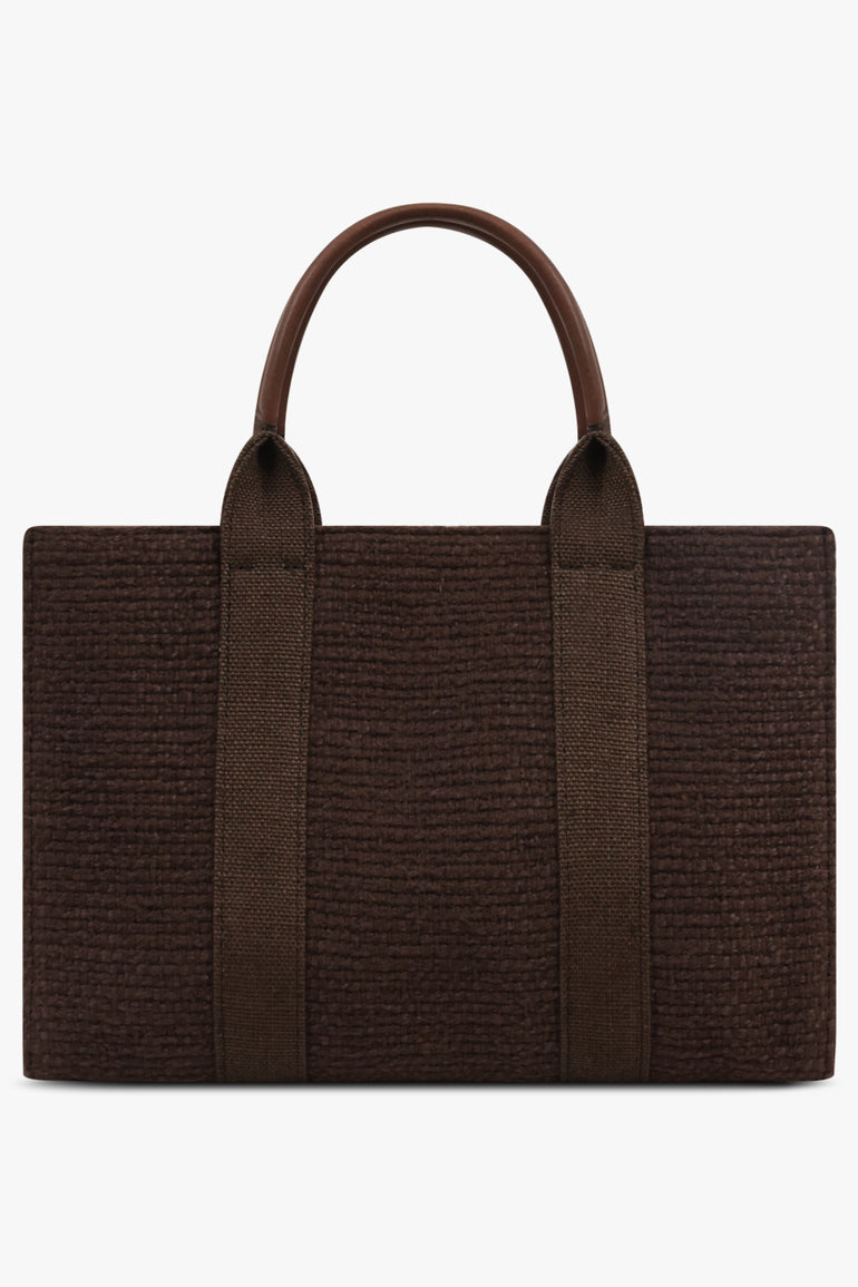 THE ROW BAGS BROWN / Deep Brown Mini Georgia Canvas Handbag | Deep Brown
