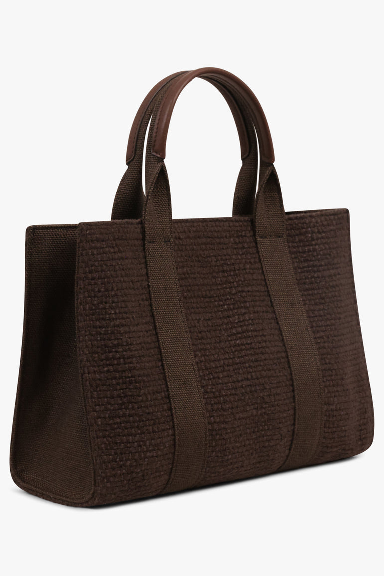 THE ROW BAGS BROWN / Deep Brown Mini Georgia Canvas Handbag | Deep Brown