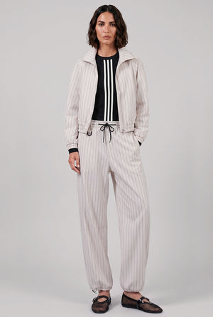 Pinstripe Sport Uniform Wide-Leg Trouser | Chapea