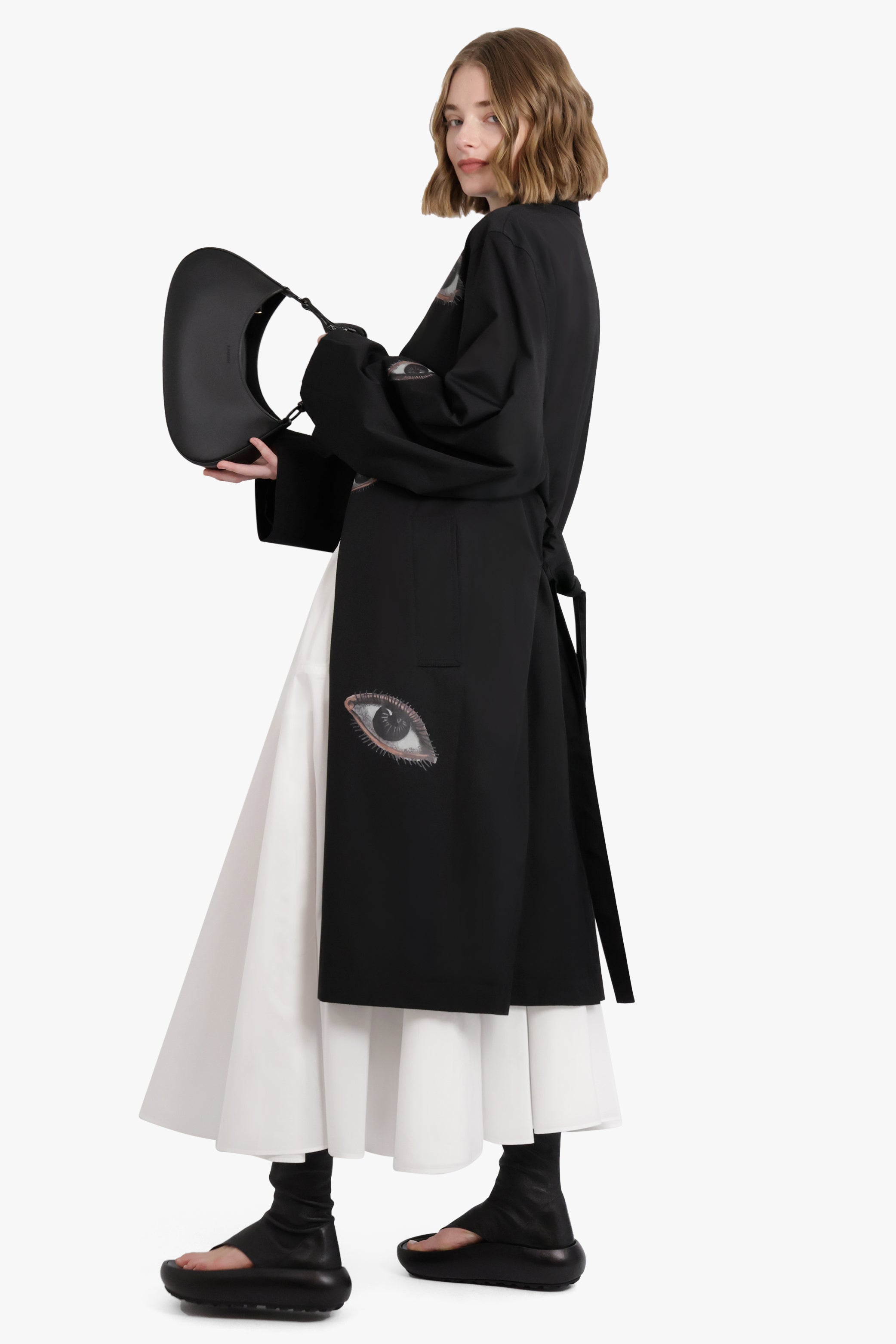 SONG FOR THE MUTE RTW FALLING EYES MAC COAT | BLACK