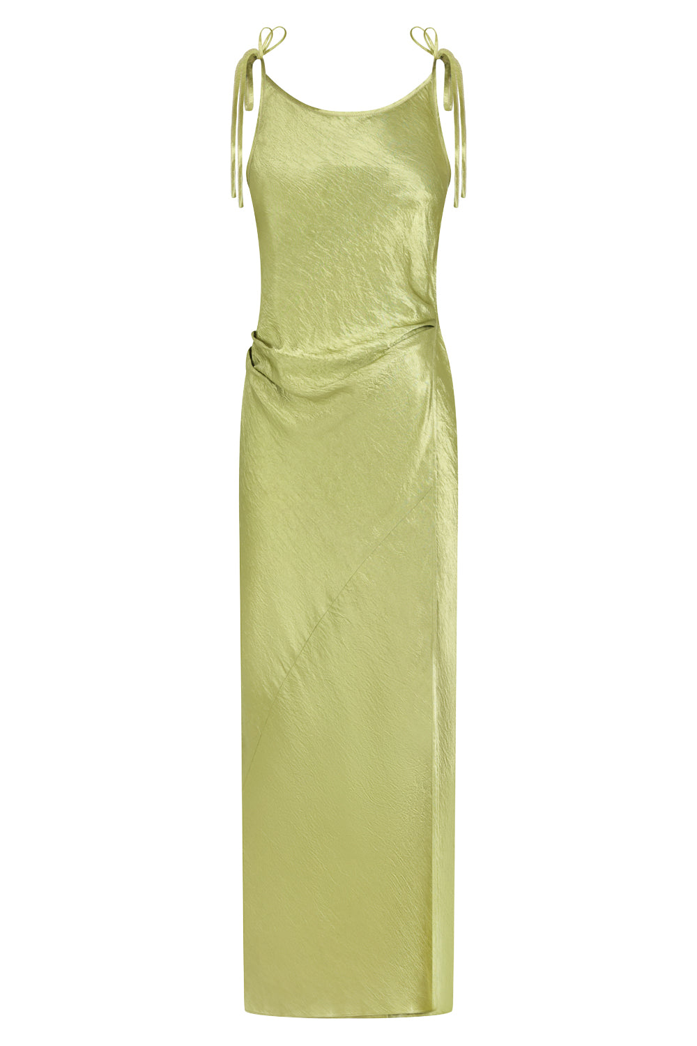 ACNE STUDIOS RTW Satin Strap Wrap Maxi Dress | Light Olive