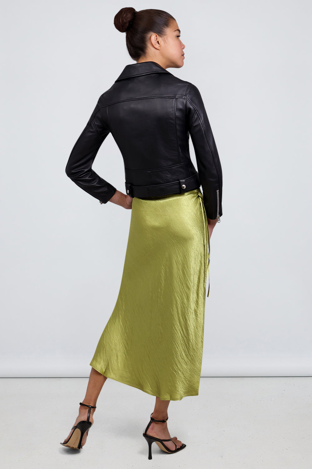 ACNE STUDIOS RTW Satin Wrap Midi Skirt | Light Olive