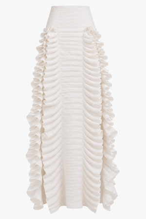 Laminary Ruffle Panel Slit Skirt | Off White