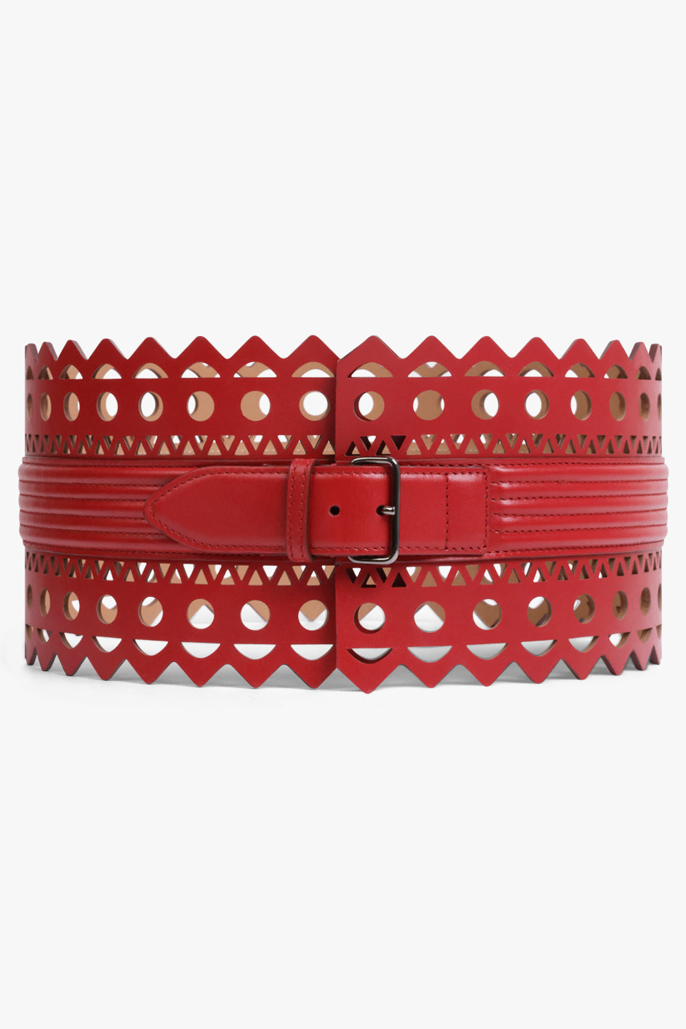 ALAIA ACCESSORIES 1992 LEATHER CORSET BELT |  RED