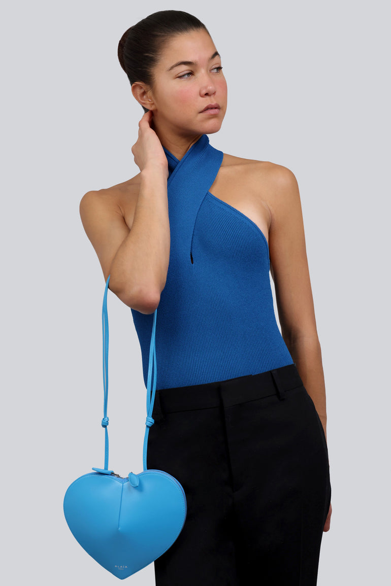 ALAIA BAGS Black Le Coeur Heart Shape Bag | Turquoise