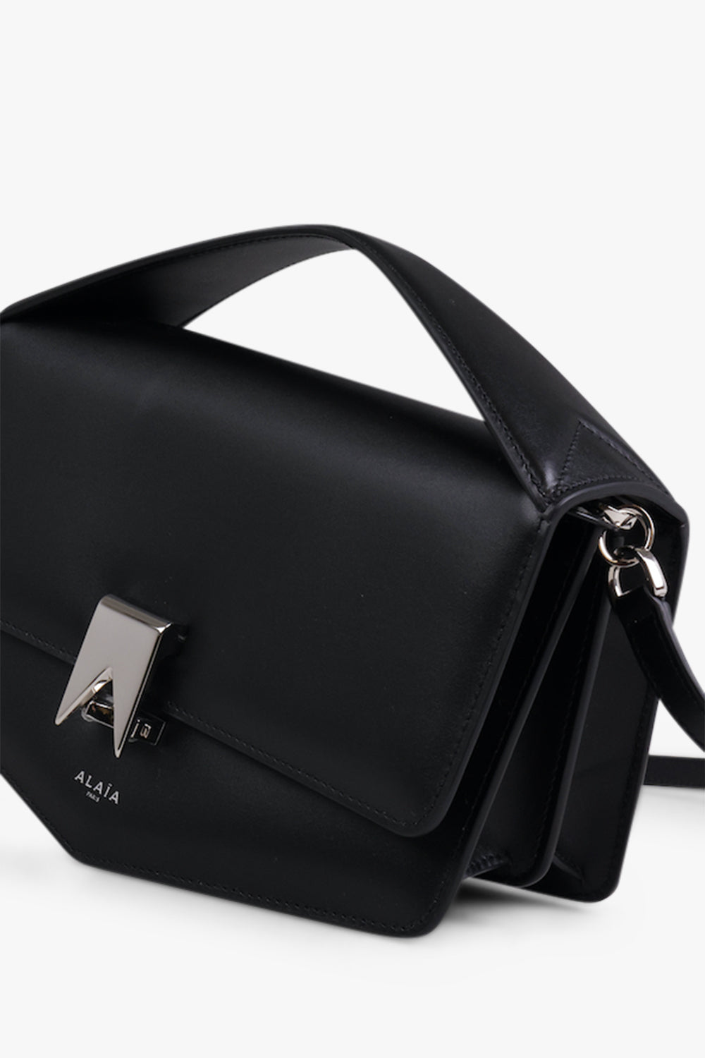 ALAIA BAGS MULTI Le Papa East West Box Calfskin Bag | Black/Silver