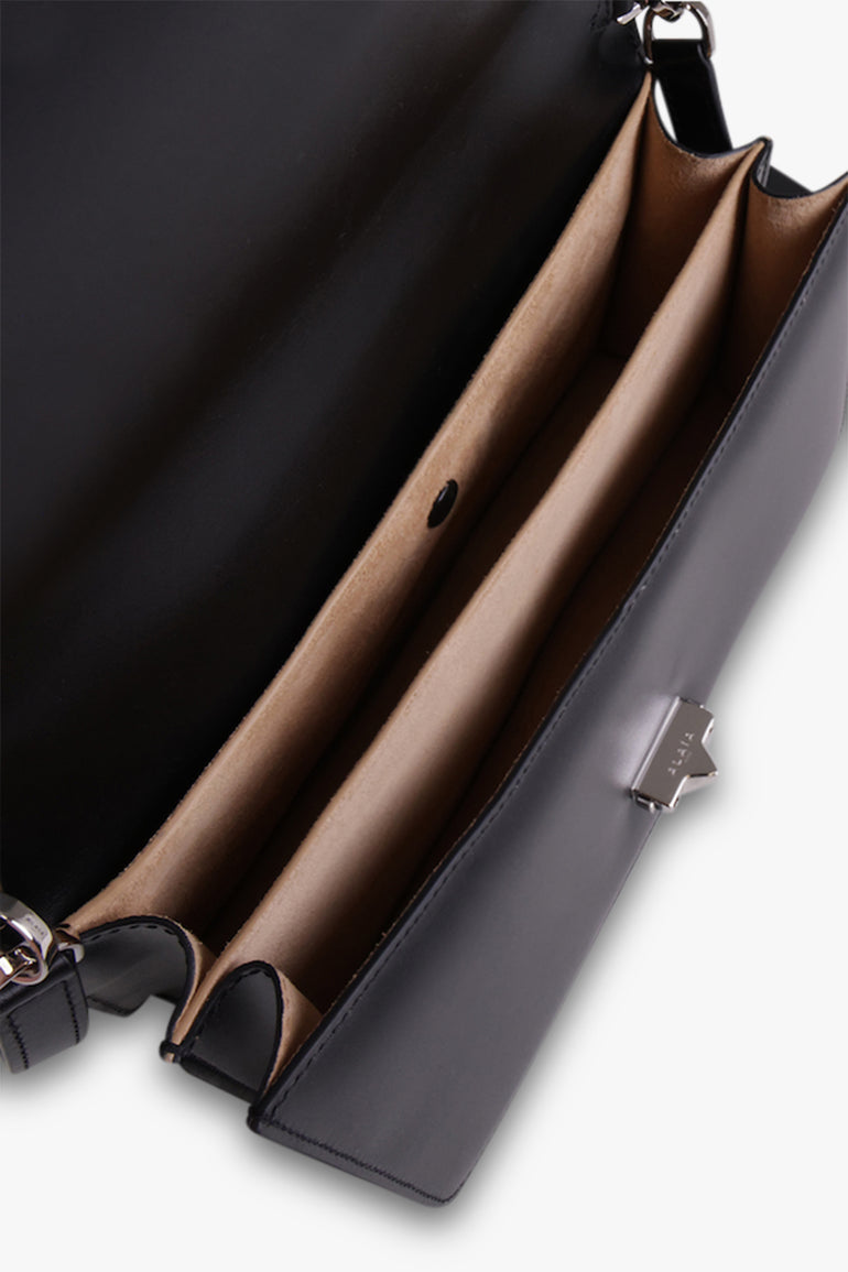 ALAIA BAGS MULTI Le Papa East West Box Calfskin Bag | Black/Silver