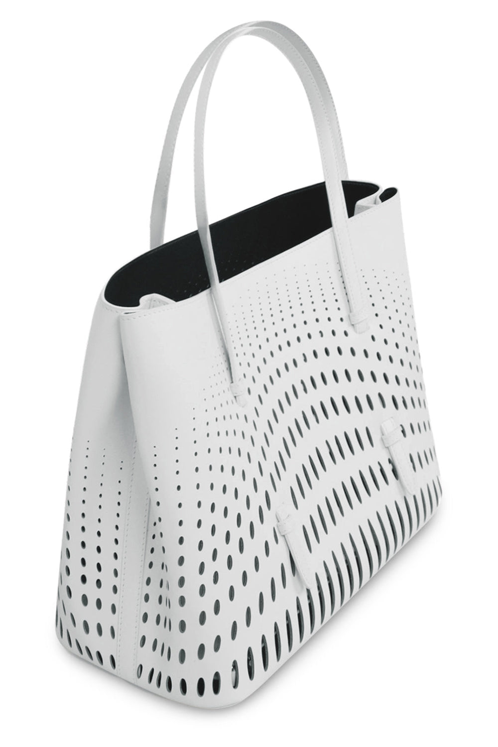 ALAIA BAGS WHITE Mina 32 Optical Perfo Tote Bag | White
