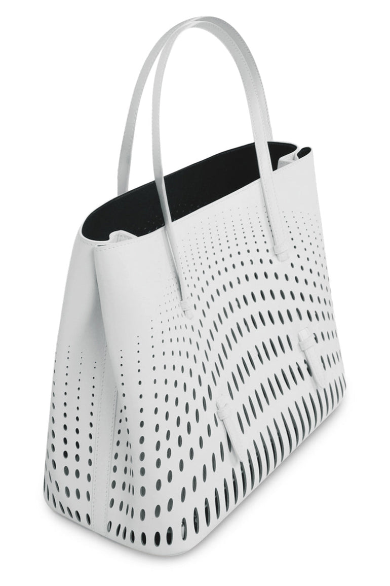 ALAIA BAGS WHITE Mina 32 Optical Perfo Tote Bag | White