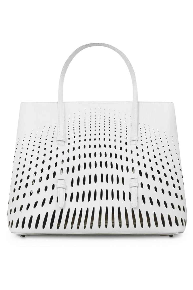 ALAIA BAGS WHITE Mina 32 Optical Perfo Tote Bag | White