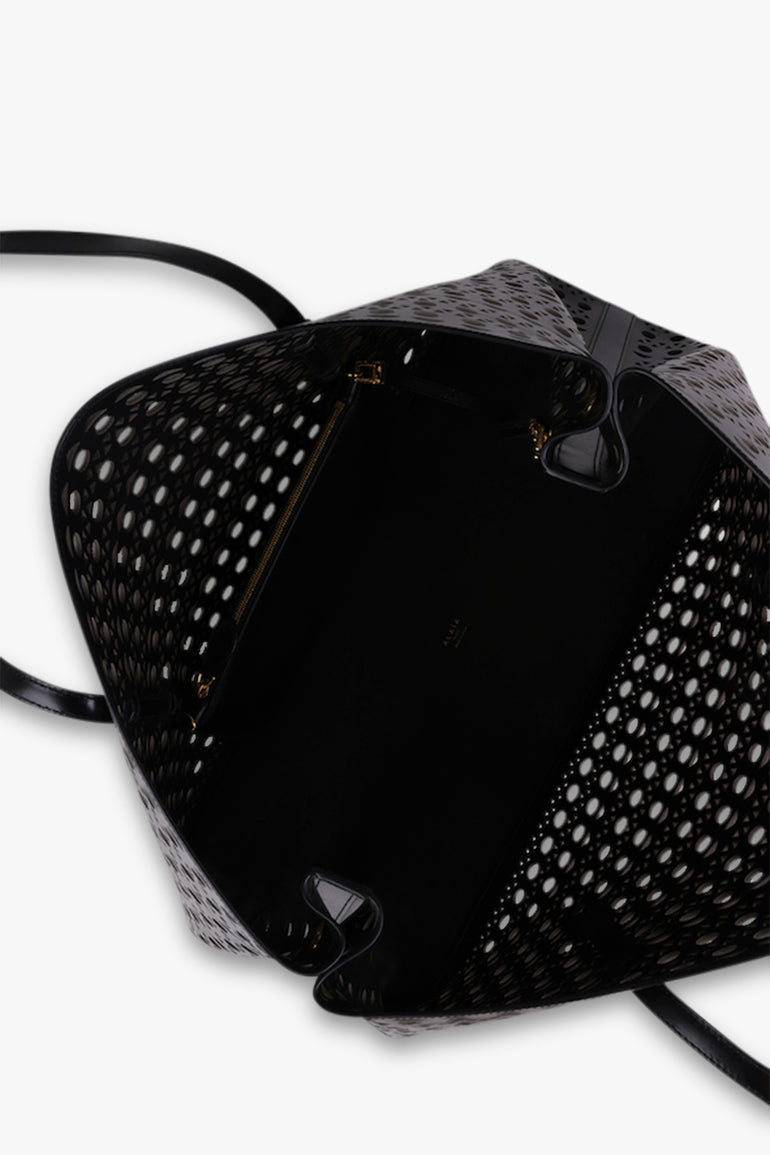 ALAIA BAGS BLACK Mina 50 Perforated Vienne Calfskin Tote Bag | Black