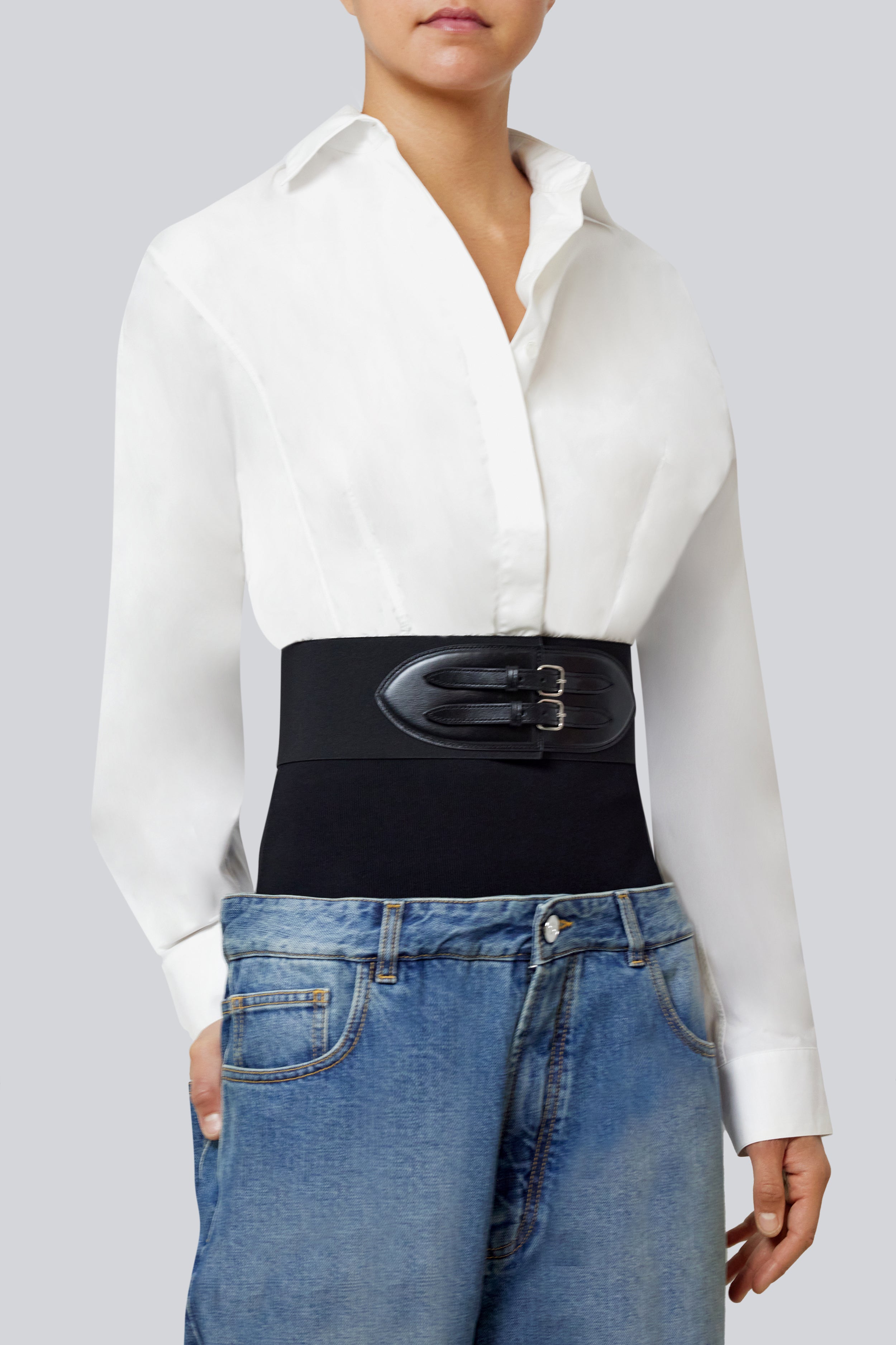ALAIA RTW BELTED SHIRT | WHITE